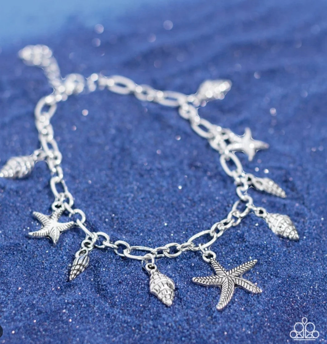 Stars and Shells Silver Anklet