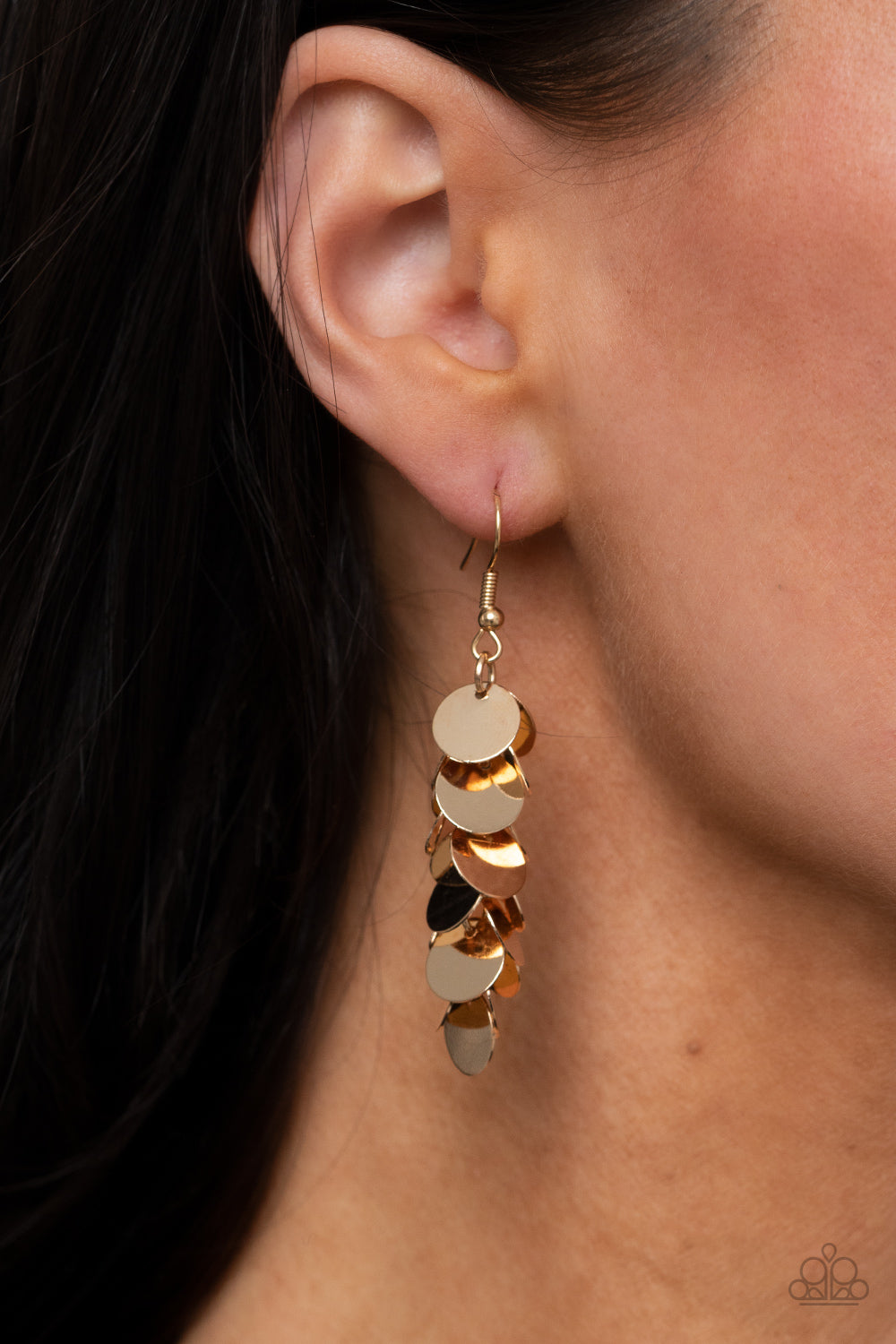 Hear Me Shimmer - Gold - Paparazzi Earrings